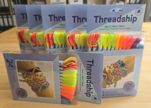 Sparset 6x DMC - 24 x teilbares Bastelgarn - Neonfarben | Garn zum Sticken/Kreuzstich, Stricken, Freundschaftsbändchen und Nähen von MARUSSIA