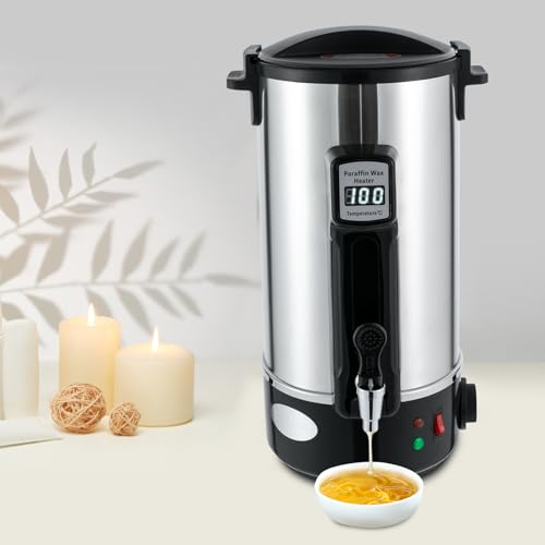Wachsschmelzer,10.8L Schmelztiegel für Kerzen,Edelstahl Kerzenwachsschmelzer mit Heiztülle und LED-Anzeige Kit Zur Kerzenherstellung,für die Herstellung von Kerzen,einstellbare Temperatur 86℉-230℉ von MASHANGFU