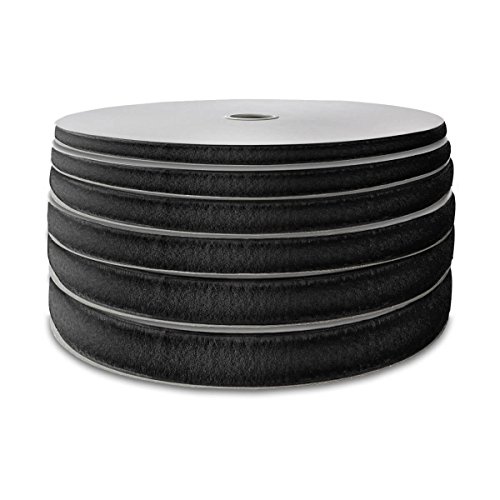 Klettband selbstklebend 25 m | weiß oder schwarz | Breite frei wählbar | Flauschband oder Hakenband (16 mm Flauschband, schwarz) von MASHPAPER