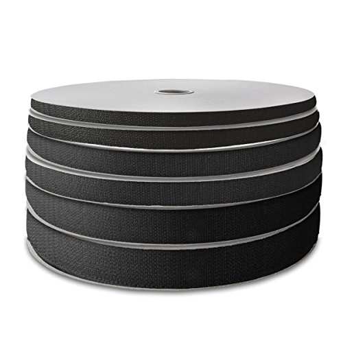 Klettband selbstklebend 25 m | weiß oder schwarz | Breite frei wählbar | Flauschband oder Hakenband (30 mm Hakenband, schwarz) von MASHPAPER