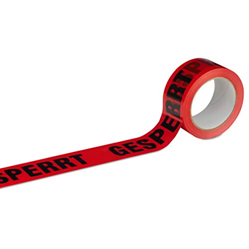 MASHPAPER Klebeband Packband GESPERRT 1, 6 oder 36 Rollen rot mit schwarzem Druck (1 Rolle) von MASHPAPER