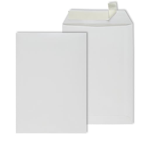 MASHPAPER Versandtaschen B4 Format ohne Fenster weiß haftklebend, 250 Stück 250 x 353 mm – stabile Papier-Versandtaschen C4+ von MASHPAPER