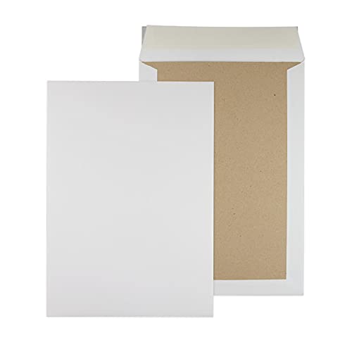 Papprückwandtaschen Versandtaschen B4 C4 | braun oder weiß | diverse Formate | mit oder ohne Fenster (C4 229x324 mm, 25 Stück, weiß - ohne Fenster) von MASHPAPER