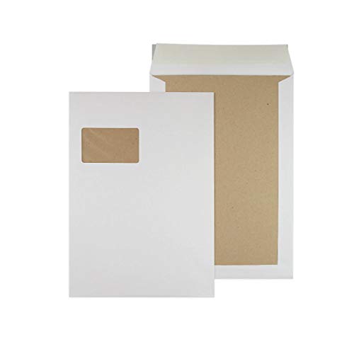 Papprückwandtaschen Versandtaschen C4 229x324mm weiß Fenster 125 Stück-Div. Formate weiß braun mit oder ohne Fenster von MASHPAPER