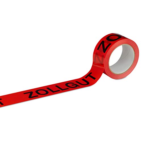 Warnband Klebeband Packband Zollgut 1 Rolle rot mit schwarzem Druck - 50 mm breit x 66 m lang Warnband Klebeband Packband Zollgut 1 Rolle rot mit schwarzem Druck - 50 mm breit x 66 m lang von MASHPAPER