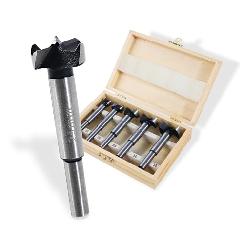 Forstnerbohrer Set 5 tlg - Professionelles Holzbohrer Ø 15/20/25/30/35 mm - Topfbohrer Holz - Astlochbohrer - Professionelles Forsterbohrerset - Fräslochborer Topfbohrer von MASION
