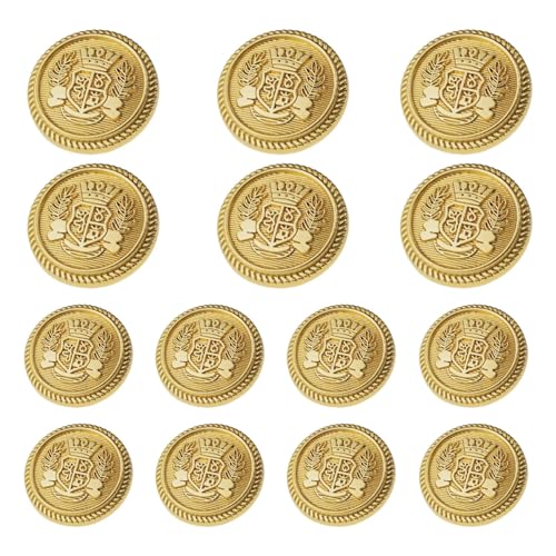 Blazerknöpfe aus Metall, goldfarben, 23 mm, 18 mm, für Herren, Goldknöpfe für Blazer, Anzüge, Sportmantel, Uniform, Jacke, 14 Stück Blazerknöpfe aus Metall, goldfarben, 23 mm, 18 mm, für Herren, Goldknöpfe für Blazer, Anzüge, Sportmantel, Uniform, Jacke, 14 Stück von MASONEE