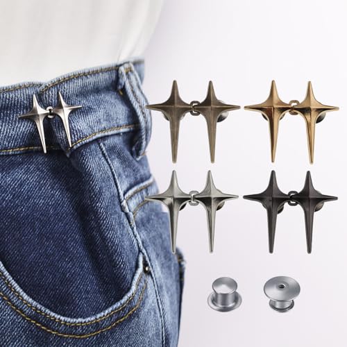 Hosen-Taillenstraffer, verstellbarer Jeansknopf für Taille, Hosen-Clips zum Straffen der Taille, kein Nähen, abnehmbar, macht Jeans Taille kleiner, 4 Sets, Jeansknöpfe für lose Jeans, sofortige Hosen, von MASONEE