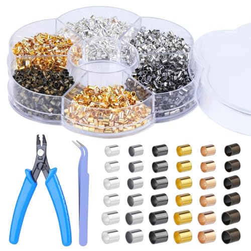 MASPHY 5403 Stück Quetschperlen Set, Tube Crimp Perlen, sechs Farben Quetschperlen, Kupferrohr Crimp Perlen mit Aufbewahrungsbox, für handgefertigte DIY-Schmuck-Accessoires 1,5 mm/2,0 mm/2,5 mm MASPHY 5403 Stück Quetschperlen Set, Tube Crimp Perlen, sechs Farben Quetschperlen, Kupferrohr Crimp Perlen mit Aufbewahrungsbox, für handgefertigte DIY-Schmuck-Accessoires 1,5 mm/2,0 mm/2,5 mm von MASPHY