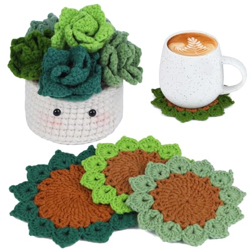 MASPHY Anfänger Häkelset, 6-Teiliges Set Teetasse Matte Häkelset, Komplettes Anfänger Häkelset, Einschließlich Garn, Zubehör, Schritt-für-Schritt Video Tutorial für Erwachsene Anfänger MASPHY Anfänger Häkelset, 6-Teiliges Set Teetasse Matte Häkelset, Komplettes Anfänger Häkelset, Einschließlich Garn, Zubehör, Schritt-für-Schritt Video Tutorial für Erwachsene Anfänger von MASPHY