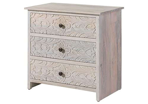 Kashmir Kommode massiv Mango-Holz, Sideboard Massivholz 80cm mit 3 Schubladen, orientalisch Romantisches Design Holzkommode für Schlafzimmer und Wohnzimmer Kashmir Kommode massiv Mango-Holz, Sideboard Massivholz 80cm mit 3 Schubladen, orientalisch Romantisches Design Holzkommode für Schlafzimmer und Wohnzimmer von MASSIVMOEBEL24.DE
