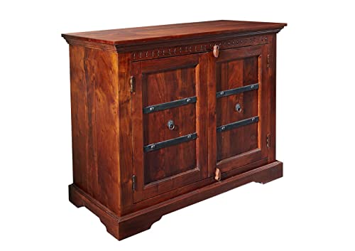 MASSIVMOEBEL24.DE | Oxford Massive Kommode - Nougat, lackiert | mit Eisenelementen klein im Kolonialstil | aus Akazien-Holz | 50x107x88cm | 2 Türen | Sideboard MASSIVMOEBEL24.DE | Oxford Massive Kommode - Nougat, lackiert | mit Eisenelementen klein im Kolonialstil | aus Akazien-Holz | 50x107x88cm | 2 Türen | Sideboard von MASSIVMOEBEL24.DE