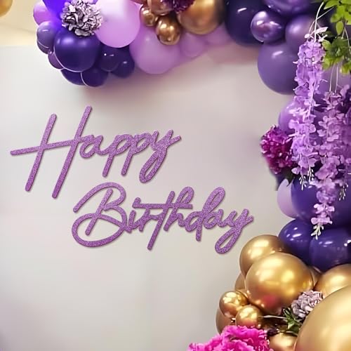 MASTRON Happy Birthday Zeichen für Backdrop - Glitter Filz Happy Birthday Letter Zeichen für Ballonbogen Geburtstagsparty Ballonbogen Backdrop Dekorationen für Geburtstagsparty Babyparty (Purple) von MASTRON