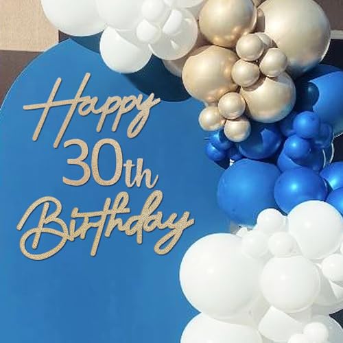 MASTRON Happy Birthday mit 0-9 Zahlen Zeichen für Hintergrund – Glitzerfilz Custom Age Happy Birthday Aufkleber für Ballonbogen Geburtstagsdekorationen Babyparty – Champagner Gold von MASTRON