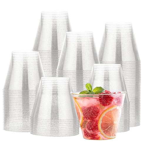 MATANA 120 Hartplastik Partybecher mit Silberglitzer (255ml / 9oz) - Plastikbecher, Trinkbecher, Kunststoffbecher für Geburtstage, Hochzeiten & Partys - Stabil & Mehrweg von MATANA
