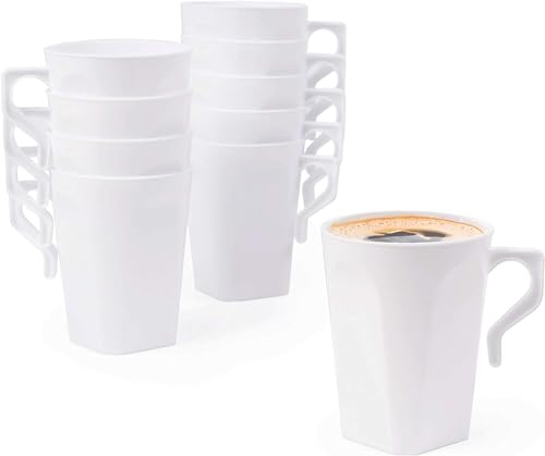 MATANA 50 Weiße Hartplastik Kaffeebecher, 255ml - Kaffee, Tee, Schokolade, Heiße & Kalte Getränke - Stabil & Mehrweg - Camping, Hochzeiten, Picknick, Grillabende, Outdoor-Events, Partys von MATANA