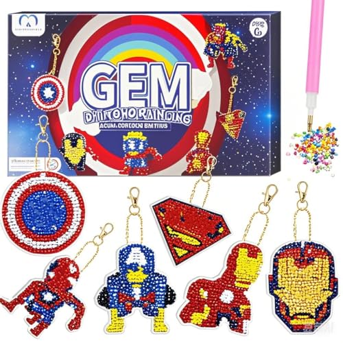 MATHARAGO Diamond Art For Kids 6 Pcs DIY Diamond Painting Marvel Keyrings Set, Painting By Number Gem Keychains Craft Kits For Kids Ages 6-12, Gifts For Birthday, Back To School MATHARAGO Diamond Art For Kids 6 Pcs DIY Diamond Painting Marvel Keyrings Set, Painting By Number Gem Keychains Craft Kits For Kids Ages 6-12, Gifts For Birthday, Back To School von MATHARAGO