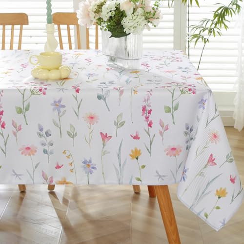 MATIRUG Frühlingstischdecke, rechteckig, 132 x 178 cm, Aquarell-Blumen-Tischdecke, frische Blumendekoration für Picknick, Party, Outdoor MATIRUG Frühlingstischdecke, rechteckig, 132 x 178 cm, Aquarell-Blumen-Tischdecke, frische Blumendekoration für Picknick, Party, Outdoor von MATIRUG