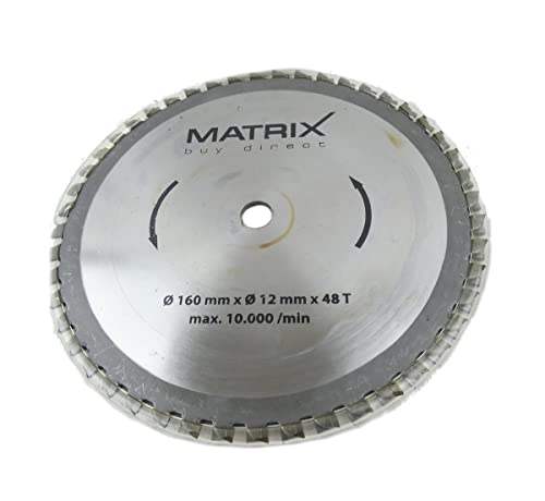 MATRIX Sägeblatt Ersatzsägeblatt 160 mm | 12 mm| 48 Zähne | 1 mm | für Tischkreissäge TST 1500-160 Duo Power von MATRIX