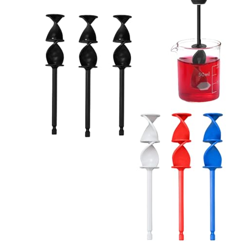 6 Stück Epoxidharz Rührer (16,5 cm / 6,5 Zoll), Farbrührer Epoxidharz Mischpaddel aus strapazierfähigem Kunststoff, Wiederverwendbare Rührstäbe für 1/4" Bohrer, Ideal für Epoxidharz, Silikon von MATSOONY