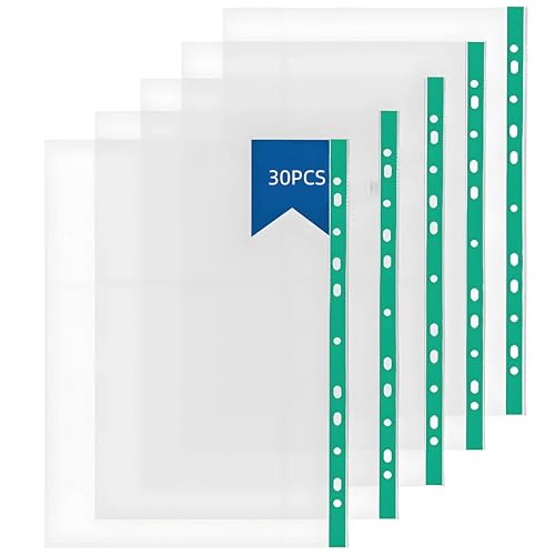 Klarsichthüllen, A4-Format, mit verstärktem Rücken, robuste A4-Dokumentenschutzfolien für Aktenordner, Ringbücher, Büro, Schule und Zuhause, 30 Stück Klarsichthüllen, A4-Format, mit verstärktem Rücken, robuste A4-Dokumentenschutzfolien für Aktenordner, Ringbücher, Büro, Schule und Zuhause, 30 Stück von MATSOONY