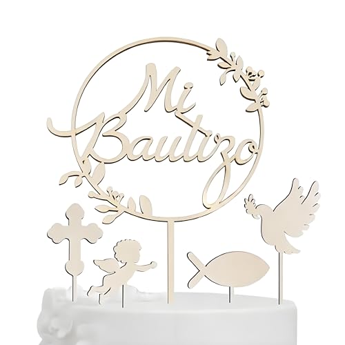 Kommunion Torten Deko, Personalisierter Tortenstecker aus Holz für Kommunion, Konfirmation & Firmung, Stabiler Cake Topper mit 15cm Durchmesser, Umweltfreundlich Individuell Gestaltbar, Perfekte Deko von MATSOONY