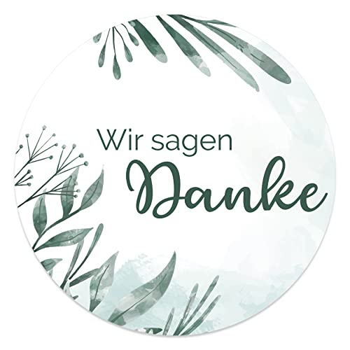 Danke Aufkleber rund 4,5 cm - Wir sagen Danke Sticker ideal für Hochzeit, Geburtstag, Dankeskarten & Give Aways (40x Stück, Blütenstrauch) von MAVANTO