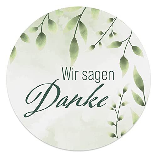 Danke Aufkleber rund 4,5 cm - Wir sagen Danke Sticker ideal für Hochzeit, Geburtstag, Dankeskarten & Give Aways (40x Stück, Buchsbaum) von MAVANTO