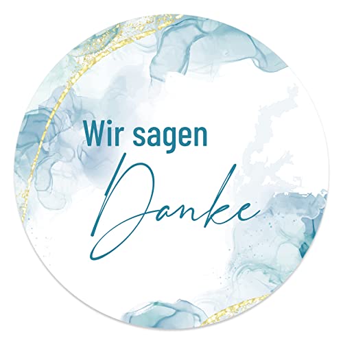 Danke Aufkleber rund 4,5 cm - Wir sagen Danke Sticker ideal für Hochzeit, Geburtstag, Dankeskarten & Give Aways (80x Stück, Marmor) von MAVANTO