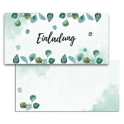 MAVANTO Einladungskarten Hochzeit, Standesamt, Geburtstag - Blanko Einladungskarten Set für feierliche Anlässe (Eukalyptus, 15x Stück) von MAVANTO