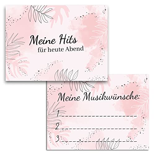 MAVANTO 50x Musikwunschkarten Hochzeit Party DJ - DIN A7 Karten für individuelle Musikwünsche deiner Gäste zu feierlichen Anlässen (Rosa) von MAVANTO