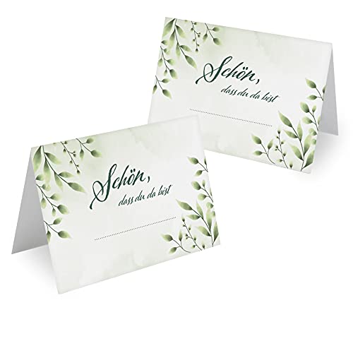 Tischkarten Hochzeit Geburtstag DIN A7 - Design Platzkarten zum Beschriften in vielen verschiedenen Designs (100x Stück, Buchsbaum) von MAVANTO