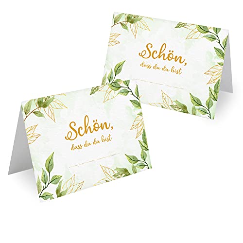 Tischkarten Hochzeit Geburtstag DIN A7 - Design Platzkarten zum Beschriften in vielen verschiedenen Designs (100x Stück, Immergrün) von MAVANTO