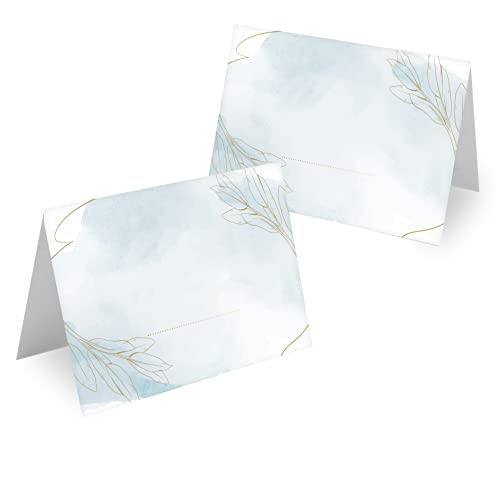 Tischkarten Blanko Hochzeit Geburtstag DIN A7 - Design Platzkarten zum Beschriften in vielen verschiedenen Designs (100x Stück, Goldblätter) von MAVANTO