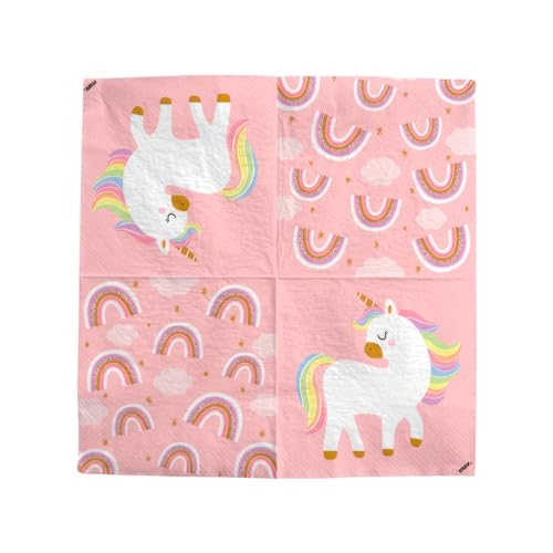 Maverick Partyservietten Einhorn Rosa Servietten für Kindergeburtstag Einhörner und Regenbogen 20 Stück 33x33cm Made in Europe von MAVERICK party design