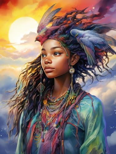MAVINNE 5D Diamond Painting Afrikanische Kits für Erwachsene, DIY Diamant Kunst Kits mit Vollbohrer Strass Kristall Kreuzstich Stickerei Kit Home Wall Decor Geschenk - 30x40cm B151 von MAVINNE