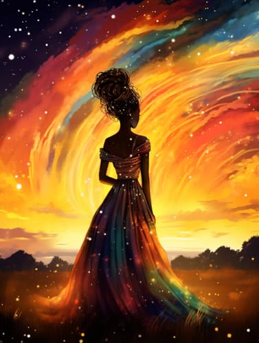 MAVINNE 5D Diamond Painting Afrikanische Kits für Erwachsene, DIY Diamant Kunst Kits mit Vollbohrer Strass Kristall Kreuzstich Stickerei Kit Home Wall Decor Geschenk - 30x40cm B166 von MAVINNE