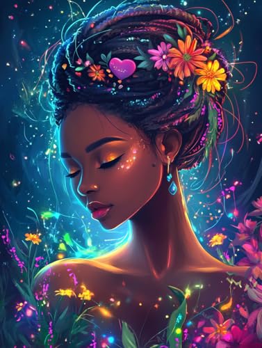 MAVINNE 5D Diamond Painting Afrikanische Kits für Erwachsene, DIY Diamant Kunst Kits mit Vollbohrer Strass Kristall Kreuzstich Stickerei Kit Home Wall Decor Geschenk - 30x40cm B194 von MAVINNE