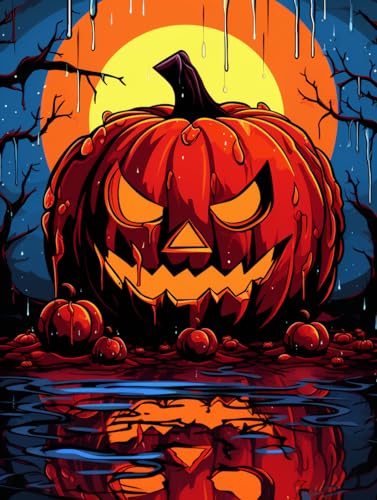 MAVINNE 5D Diamond Painting Halloween Kits für Erwachsene, DIY Diamant Kunst Kits mit Vollbohrer Strass Kristall Kreuzstich Stickerei Kit Home Wall Decor Geschenk - 30x40cm B416 von MAVINNE