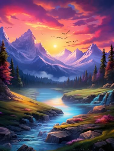 MAVINNE 5D Diamond Painting Landschaft Kits für Erwachsene, DIY Diamant Kunst Kits mit Vollbohrer Strass Kristall Kreuzstich Stickerei Kit Home Wall Decor Geschenk - 30x40cm B272 von MAVINNE