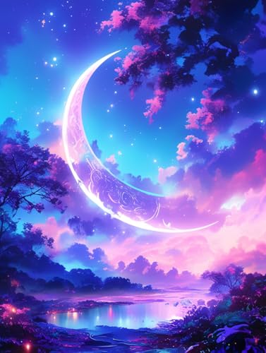 MAVINNE 5D Diamond Painting Mond Kits für Erwachsene, DIY Diamant Kunst Kits mit Vollbohrer Strass Kristall Kreuzstich Stickerei Kit Home Wall Decor Geschenk - 30x40cm B427 von MAVINNE