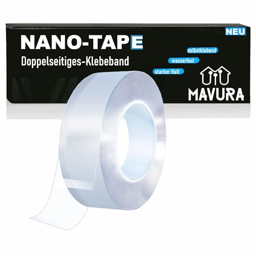 MAVURA NANO-TAPE Premium Nano Tape Klebeband doppelseitig ultra stark Kleber waschbar doppelseitiges Klebe Band extra Stark (3,65€/m) von MAVURA