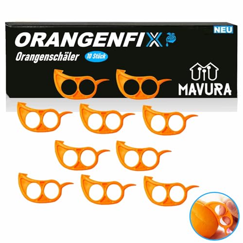 ORANGENFIX Orangen Schäler Apfelsinenschäler Obstschäler Zitrusschäler Apfelsinen Schäler [10er Set] von MAVURA