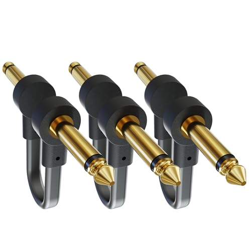 MAWODE Gitarre Patch Kabel,5cm,6,35mm Stecker,Ultra-dünn,Rechtwinkel,schwarz mit dauerhaften vergoldeten Steckverbindern,für Pedalboard Gitarreneffekte,Gitarre/Bass Effektpedale(5cm) von MAWODE