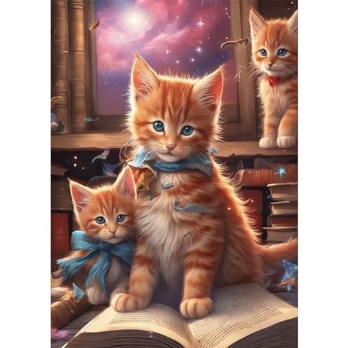 MAXBYE 5D DIY Diamond Painting 3Stück Katze, Diamond Painting Set, Malen nach Zahlen Diamant Anfänger Cross Stickerei Malerei Kits Wand Dekor 30x40cm von MAXBYE