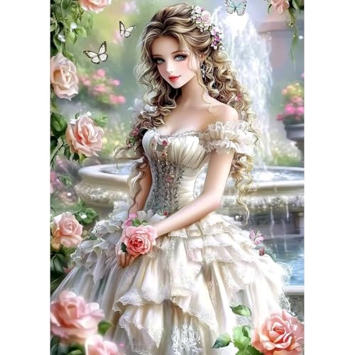 MAXBYE 5D Diamond Painting Erwachsene, Diamond Kunst Komplett Set Anfänger, DIY Vintage Dame Gem Diamod Art Kunsthandwerk, Runde Rosa Blumen Diamant Bilder Kristall Kreuzstich Home Wall Decor 30x40cm MAXBYE 5D Diamond Painting Erwachsene, Diamond Kunst Komplett Set Anfänger, DIY Vintage Dame Gem Diamod Art Kunsthandwerk, Runde Rosa Blumen Diamant Bilder Kristall Kreuzstich Home Wall Decor 30x40cm von MAXBYE
