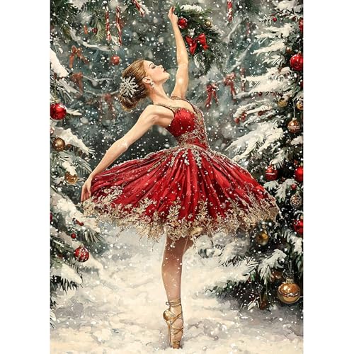 MAXBYE Christmas Tree Diamond Painting Erwachsene Kits, DIY Diamond Art Komplett Set Elegante Ballerina, Runde Gem Kunst Kunsthandwerk Diamant Bilder Home Wall Weihnachten Decor 30x40cm MAXBYE Christmas Tree Diamond Painting Erwachsene Kits, DIY Diamond Art Komplett Set Elegante Ballerina, Runde Gem Kunst Kunsthandwerk Diamant Bilder Home Wall Weihnachten Decor 30x40cm von MAXBYE