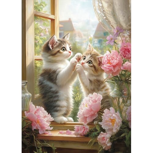 MAXBYE DIY Diamant Painting Niedliche Katze Bilder Kits, 5D Fenster Landschaft Full Drill Diamond Painting, Erwachsene Zahlen Stitch Diamond Art Pfingstrose, Mosaikherstellung für Wall Decor 30x40 cm MAXBYE DIY Diamant Painting Niedliche Katze Bilder Kits, 5D Fenster Landschaft Full Drill Diamond Painting, Erwachsene Zahlen Stitch Diamond Art Pfingstrose, Mosaikherstellung für Wall Decor 30x40 cm von MAXBYE