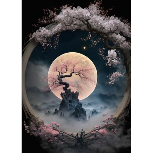 MAXBYE DIY Diamond Painting Mond, 5D Diamant Painting Fantasy Landschaft Stitch Erwachsene Kits, Full DIY Rosa Baum Diamant Kunst Malerei Stickerei Set, Diamant Malerei für Haus Dekoration 30x40 cm MAXBYE DIY Diamond Painting Mond, 5D Diamant Painting Fantasy Landschaft Stitch Erwachsene Kits, Full DIY Rosa Baum Diamant Kunst Malerei Stickerei Set, Diamant Malerei für Haus Dekoration 30x40 cm von MAXBYE