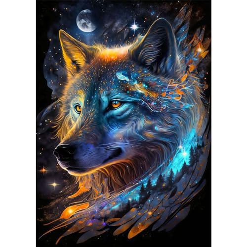 MAXBYE DIY Diamond Painting Wolf, 5D Diamond Painting Set, Tier Malen nach Zahlen Diamant Anfänger Cross Stickerei Malerei Kits Wand Dekor 30x40cm von MAXBYE